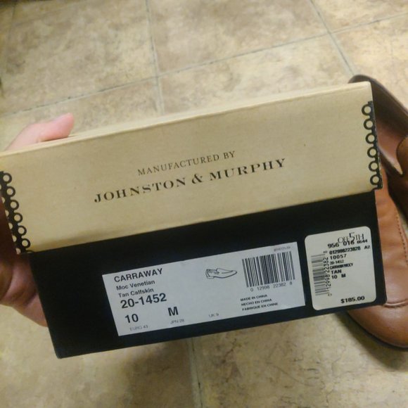 Johnston Murphy 10M Carraway tan calfskin moc venetian loafer blake stitch - Picture 10 of 11